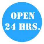 OPEN 24 HRS. stickers