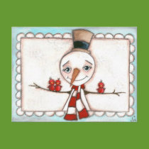 Open Arms Snowman - Holiday Postcard