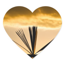 Open Book and Sunset Photograph Heart Sticker
