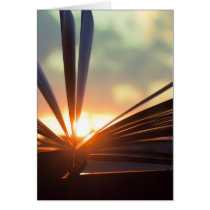 Open Book and Sunset Photography Card
