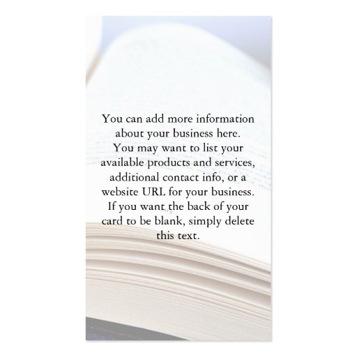 Open Book Business Cards (back side)