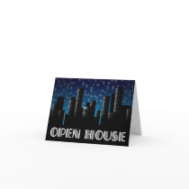 open house : cityscape night sky greeting card