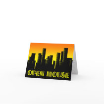 open house : cityscape sunrise greeting card