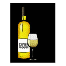 open house / housewarming : halftone wine post cards