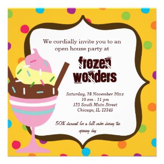 Open House Ice Cream Salon Custom Invitation