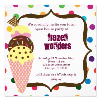 Open House Ice Cream salon Personalized Invite