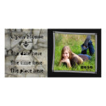 open house stone wall personalized photo card