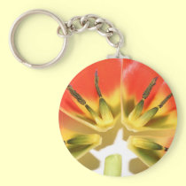Open re-constructed red tulip. keychains