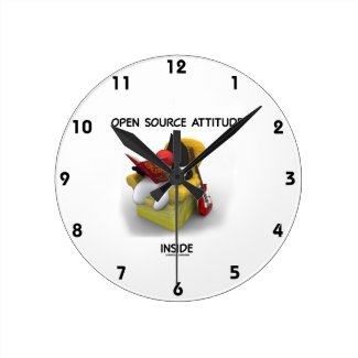 Open Source Attitude Inside (Duke Java Book Chair) Wall Clocks