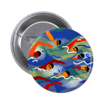 OPEN WATER Swim Pinback Buttons