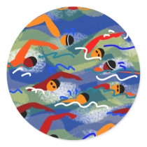 OPEN WATER Swim Round Stickers