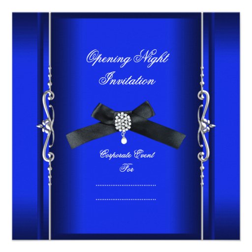 Opening Night Black Tie Formal Blue Silver Personalized Invite