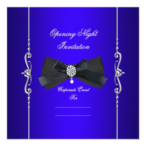 Opening Night Black Tie Formal Royal Blue Personalized Announcements