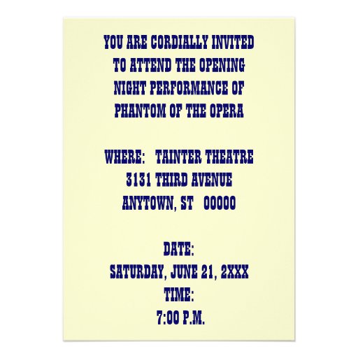 OPENING NIGHT PLAY~THEATRE INVITE ~EZ TO CUSTOMIZE