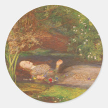 Ophelia by Millais Vintage Victorian Preraphaelite Round Sticker