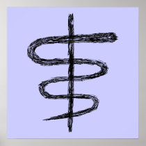 Ophiuchus. Astrological Zodiac Sign. Black. Poster