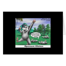 OPossums Playing Dead Cartoon Funny Note Card
