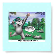 OPossums Playing Dead Cartoon Funny Poster posters