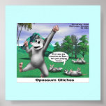 OPossums Playing Dead Cartoon Funny Poster posters