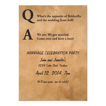 Opposite of Bridezilla Marriage Party 5x7 Paper Invitation Card