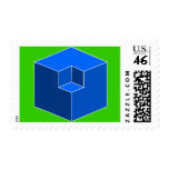 Optical Illusion - Blue Cubes Postage Stamps