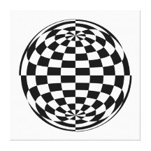 Optical Illusion Round checkers Black White Gallery Wrapped Canvas