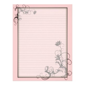 Optional Lines Letterhead with Floral Frames Pink
