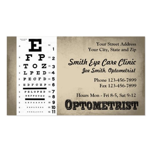 Optometrist Business Card (front side)