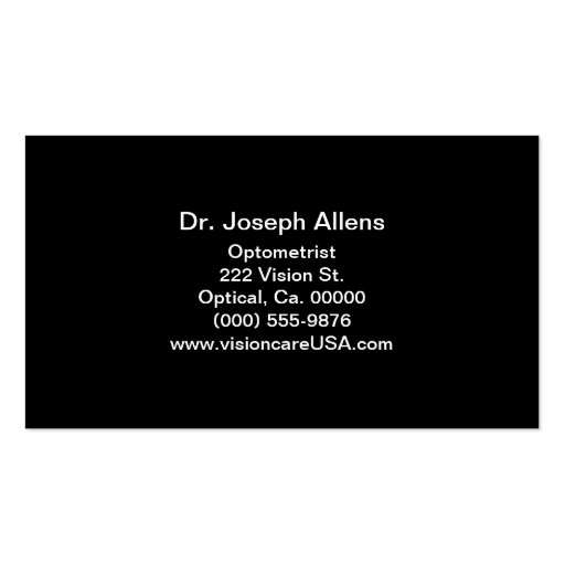 Optometrist Business Card Template (back side)