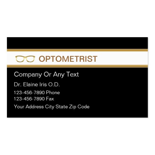 Optometrist Business Cards (front side)