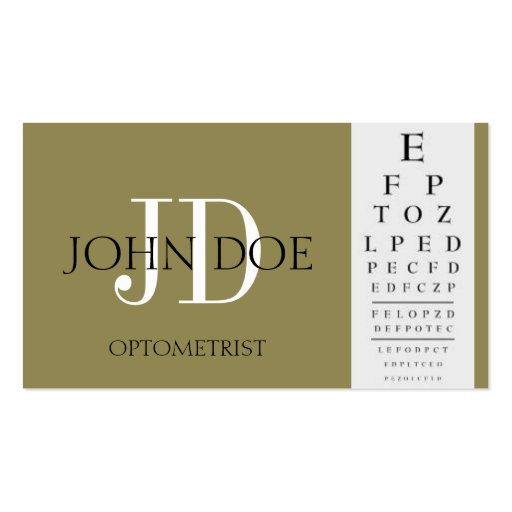 Optometrist Chart Antique Gold Business Card (front side)