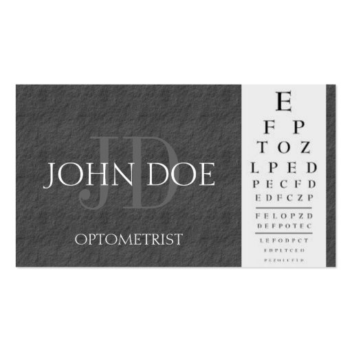 Optometrist Chart Dark Grey Slate Stone Business Card Template (front side)