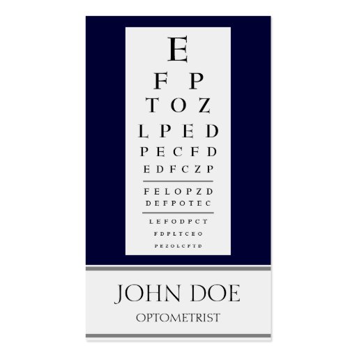 Optometrist Chart Stripes Navy Business Card Templates (front side)