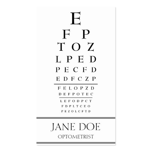 Optometrist Chart Stripes White Business Card (front side)