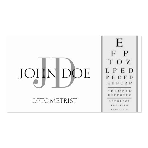 Optometrist Chart White Business Card Templates (front side)