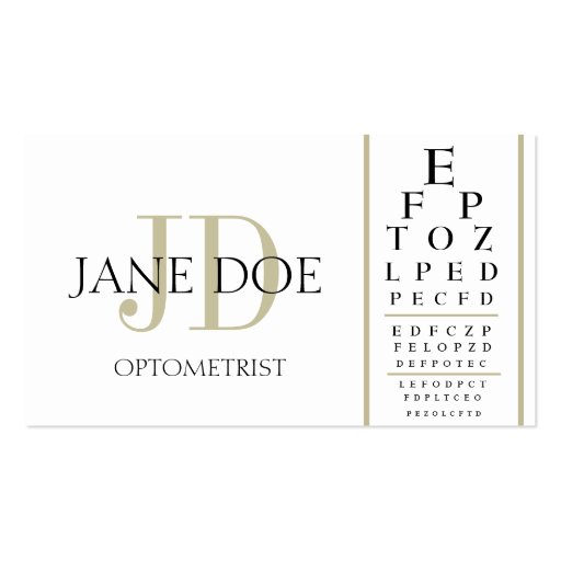 Optometrist Chart White/Tan Stripes Business Card Templates (front side)