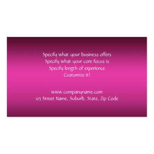 Optometrist optician pink stylish business card templates (back side)