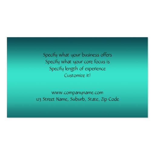Optometrist optics optician eye turquoise business card template (back side)