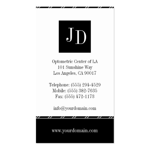 Optometrist W/W Business Card (back side)