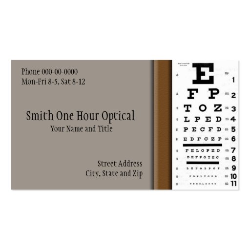 Optometrists Business Card (front side)