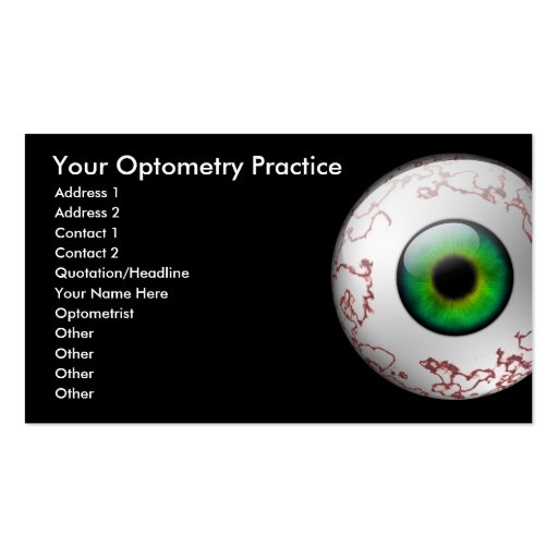 Optometry card business card (front side)