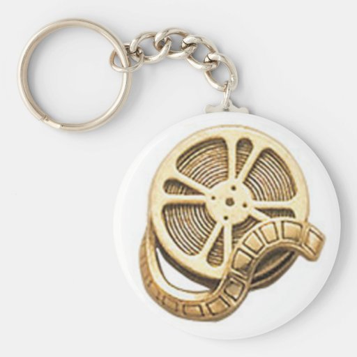 OPUS Gold Film Reel Basic Round Button Keychain Zazzle