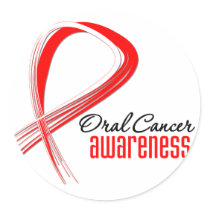 Oral Cancer Awareness Grunge Ribbon Round Sticker
