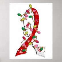 Oral Cancer Christmas Lights Ribbon Poster