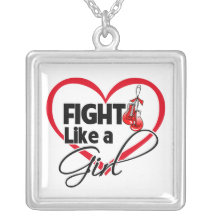 Oral Cancer Fight Like a Girl Heart Personalized Necklace