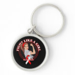Oral Cancer Fight Like A Girl Modern Rosie keychains