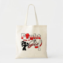 Oral Cancer Fight Like A Girl Silhouette Bags