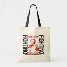 Oral Cancer FIGHTING Like a Girl Tote Bags