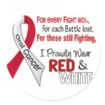Oral Cancer I Proudly Wear Red and White 1 Round Sticker