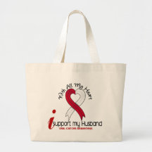 ORAL CANCER I Support My Husband Tote Bags